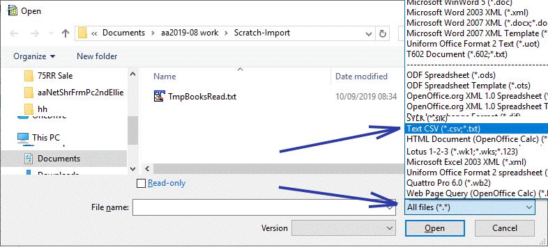 Image for showing open as CSV